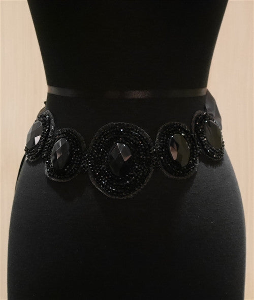 Erickson Beamon Black Jeweled Wide Belt