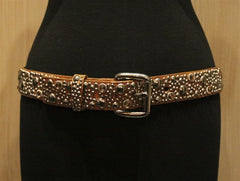 Streets Ahead Saddle Brown Belt with Studs and Crystals