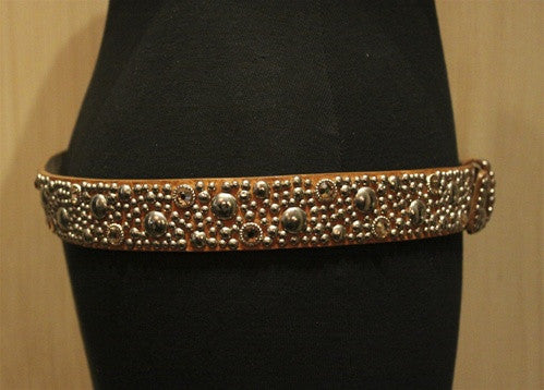Streets Ahead Saddle Brown Belt with Studs and Crystals