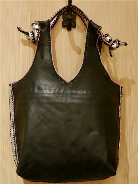 Buba Embroidered Black Tote Bag