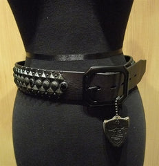 HTC Hollywood Blackened Studded Black Belt with Black Swarovski Crystals