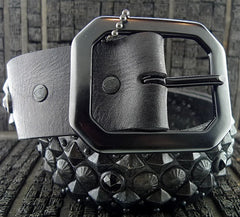 HTC Hollywood Blackened Studded Black Belt with Black Swarovski Crystals