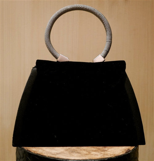 Corem Rose Small Black Velvet Handbag