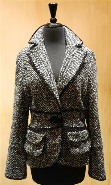 An Ren Grey & Black Boucle Jacket
