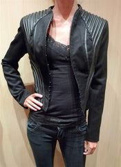 Catherine Deane Irina Strong Shoulder Jacket with Leather Accents