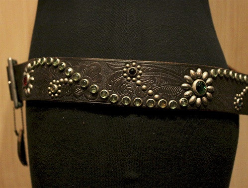 HTC Western Tooled and Crystal Studded Belt | CHURCHILL in