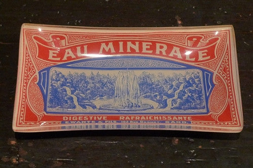 Two's Company Vintage Labels Glass Dish "EAU MINERALE"
