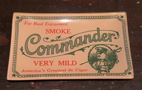 Two's Company Vintage Labels Glass Dish "COMMANDER"