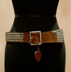 Hollywood Trading Company Teal Studded Brown Belt