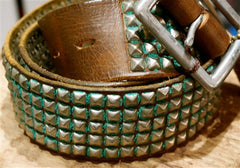 Hollywood Trading Company Teal Studded Brown Belt