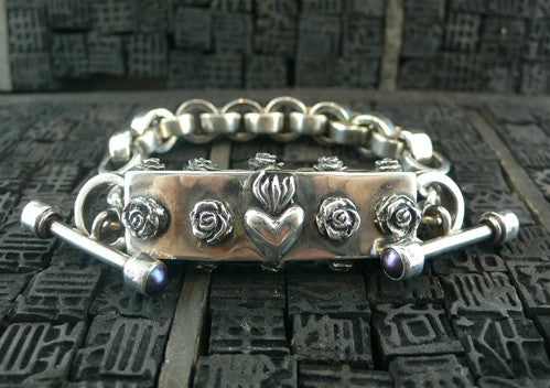 D & A Sterling Silver Divinity Sacred Heart Bracelet