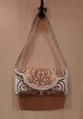 Buba of London Bag In White with Gold, and Pink Embroidery
