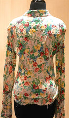 Stitch's Multi Floral Long Sleeve Collar Denim Shirt