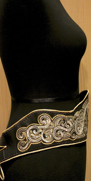 Buba Corset  Embroidered Metallic Belt -Spiraz in Black, Gold and Silver