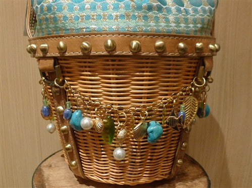 Rafe Basket Tote in Blue with Charms