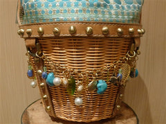 Rafe Basket Tote in Blue with Charms