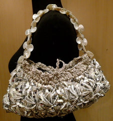 Lorenza Handwoven Nita Charda Hand Bag with Pearl Strap