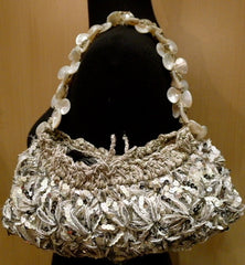 Lorenza Handwoven Nita Charda Hand Bag with Pearl Strap