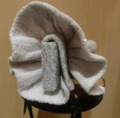 White & Gray Ribbon Candy Clutch Handbag by Joanna L'Huillier
