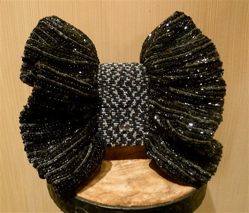 Black and Silver Ribbon Candy Clutch Handbag by Joanna L'Huillier