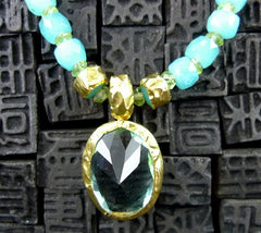 Nava Zahavi  Ocean Sky Para Necklace with Peridot Beads, Blue Topaz and 24K Gold.