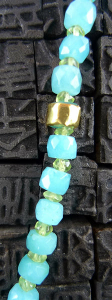 Nava Zahavi  Ocean Sky Para Necklace with Peridot Beads, Blue Topaz and 24K Gold.