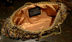 Lorenza Candy Bar Handwoven Gold Metallic Shoulder Bag
