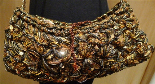 Lorenza Candy Bar Handwoven Bronze/Gold Metallic Shoulder Bag