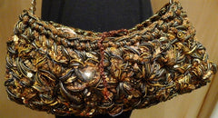 Lorenza Candy Bar Handwoven Bronze/Gold Metallic Shoulder Bag