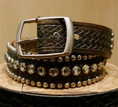 B-Low The Belt 3 Row Studded Crystal Belt