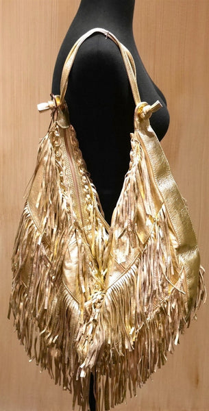 Jana Feifer Gold Metallic Fringe Shoulder Bag