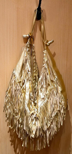 Jana Feifer Gold Metallic Fringe Shoulder Bag