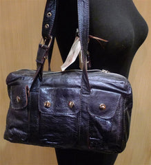 Not Rational Blue Metallic Leather Shoulder Bag/Purse