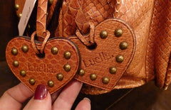 Luella Joni Cognac Snakeskin Handbag with Brass Studs