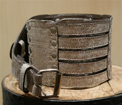 Nicholas K Silver Metallic Leather Wide Belt