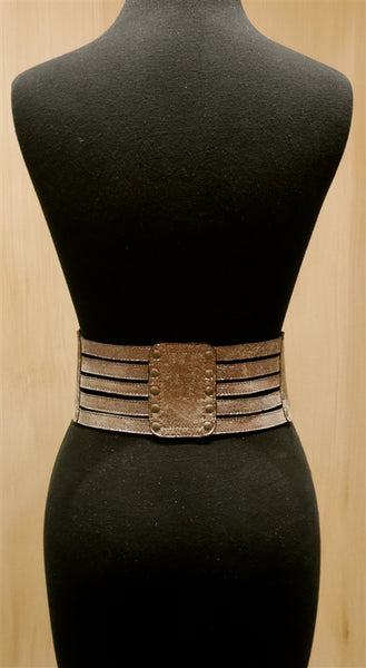Nicholas K Silver Metallic Leather Wide Belt
