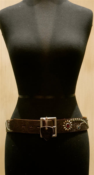 Hollywood Trading Company Brown Jewel Studded Belt