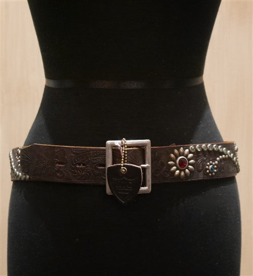 Hollywood Trading Company Brown Jewel Studded Belt