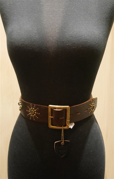 Hollywood Trading Company Jeweled Brown Leather Belt