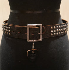 Hollywood Trading Company Brown 3 Row Studded Belt
