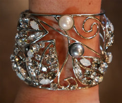 Philippe Ferrandis Cuff with Crystals and Pearls