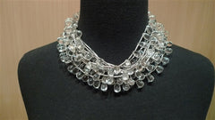 Churchill Private Label Tear Drop Rock Crystal and Sterling Silver Torsade Necklace