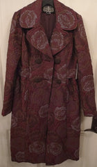 James Coviello Floral Damask Coat in Plum and Gold