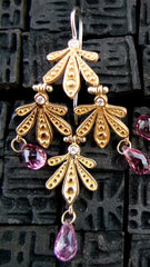 Jamie Wolf Leaf Earrings with Pink Tourmaline, Diamonds in 18K Rose Gold