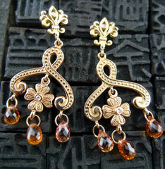 Jamie Wolf Peach Sapphire and Diamond Clover Swirl Earrings in 18K Rose Gold