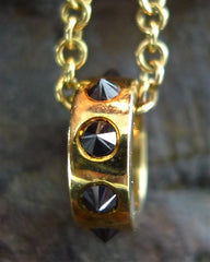 Ron Hami 18k Yellow Gold and Black Diamond Dog Collar Charm Necklace