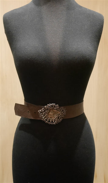 Catherine Michiels Bronze Amour Buckle with Brown Leather Belt