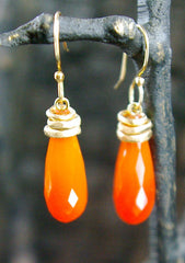 Jamie Joseph Orange Chalcedony Earrings in 14K Rose Gold