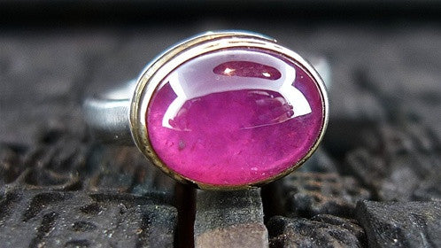 Jamie Joseph Sterling Silver and 14K Yellow Gold with African Ruby Ring