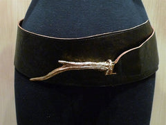 Pade Vavra Brown Leather Belt with Antler Buckle